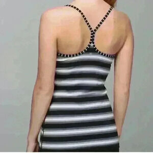 Lululemon Power Y Tank Luon Capilano Stripe Black and White